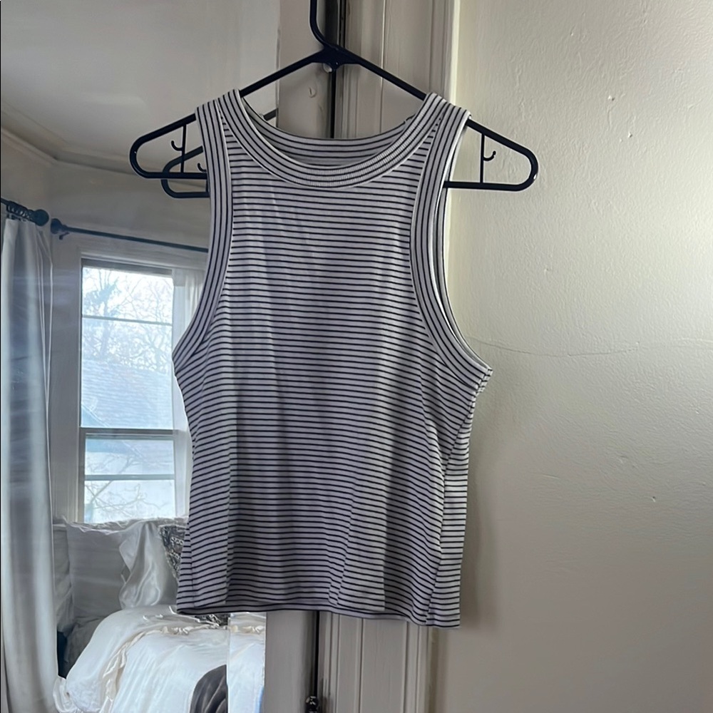Striped Black and White Women's Tank Top